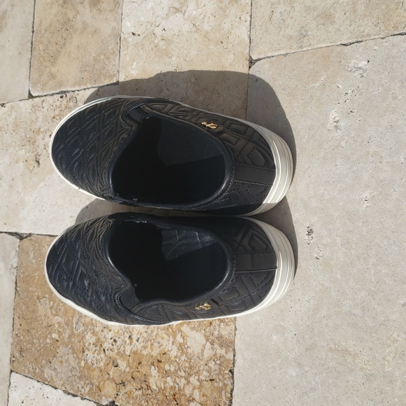 Tory Burch Quilted Sneakers; Black with White soles; Size 8M; Leather Uppers - Picture 4 of 9